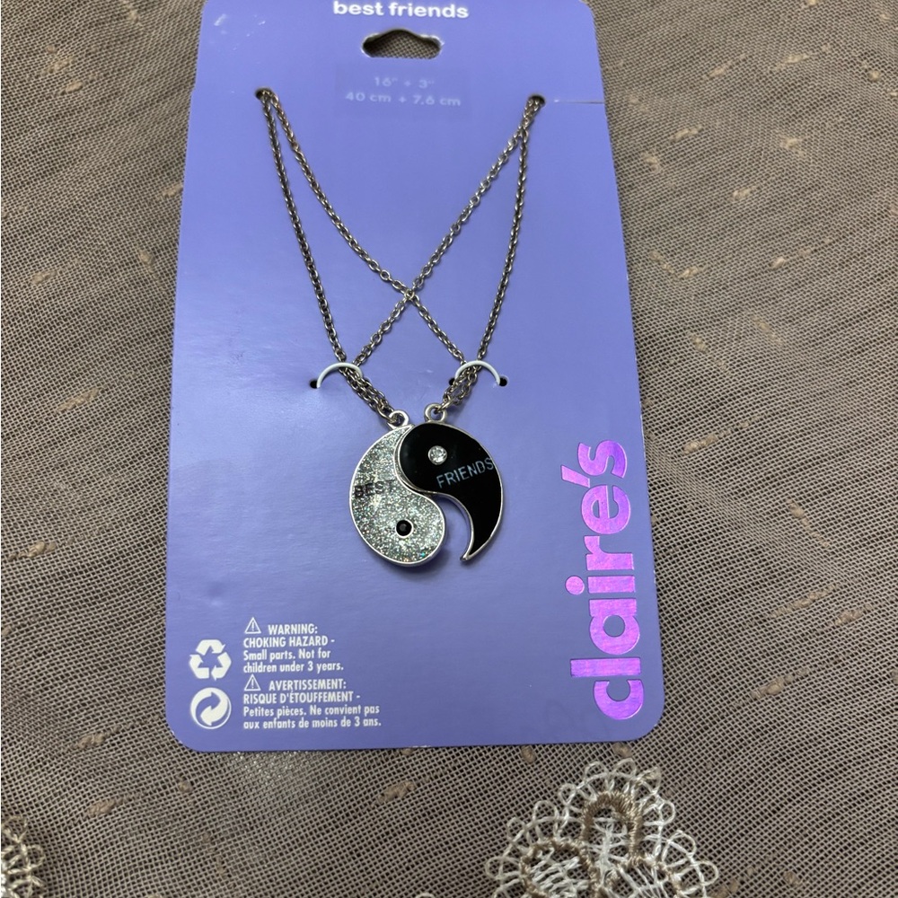 Claire's Black and Silver Yin Yang Friendship Necklace